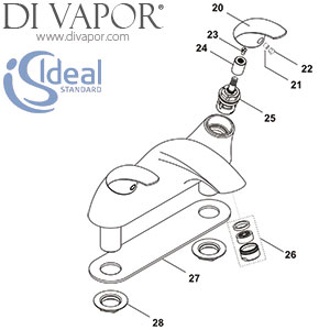 Ideal Standard Bari Bath Filler 2Th D/C Taps Spare Parts - IDL DV 169